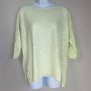 Eileen Fisher Green Organic Linen & Cotton Oversized Knit Top Women's XS
